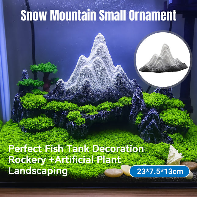 Snow Mountain Small Ornament Aquarium Decor Resin for Fish Tank Terrarium DIY