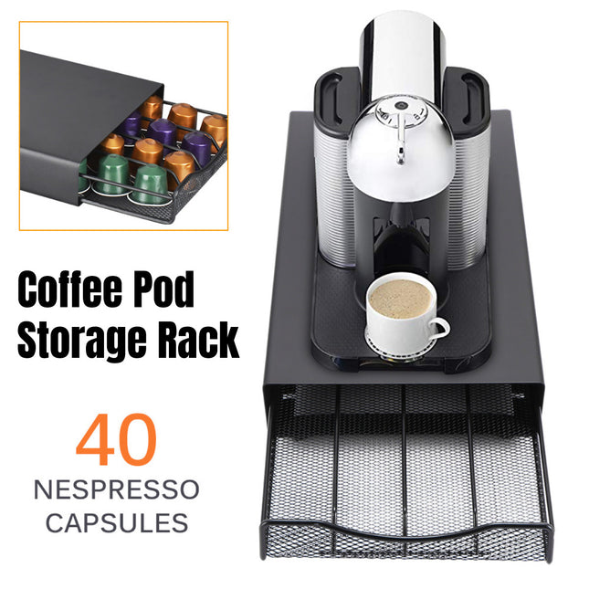 Coffee Pod Storage Rack with Drawer 40 Pods Capacity Countertop Space Saving