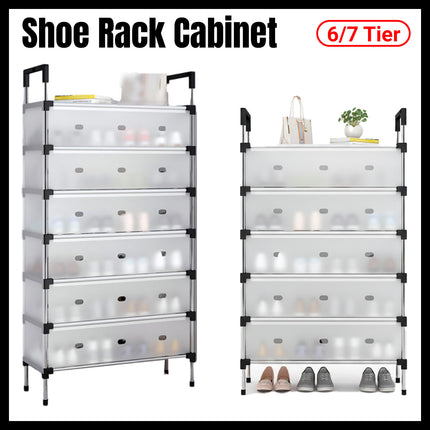 6/7 Tier Shoe Rack Cabinet Dust Proof Sturdy for Home Entryway Space Saving