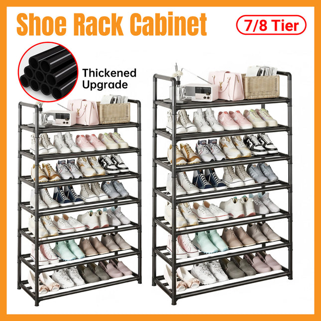 7/8 Tier Shoe Rack Storage Cabinet Sturdy Metal for Home Entryway Space Saving