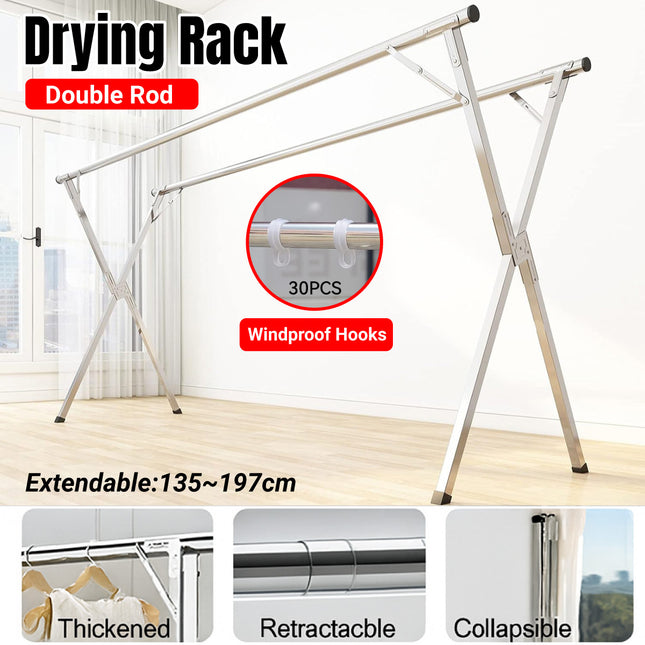 Drying Rack Foldable Stable Sturdy for Indoor Outdoor Balcony Space Saving