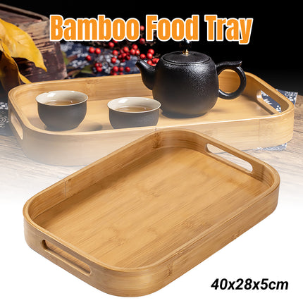 Bamboo Food Tea Tray Heat with Handle Durable for Home Kitchen Restaurant Use