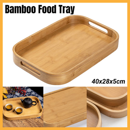 Bamboo Food Tea Tray Heat with Handle Durable for Home Kitchen Restaurant Use