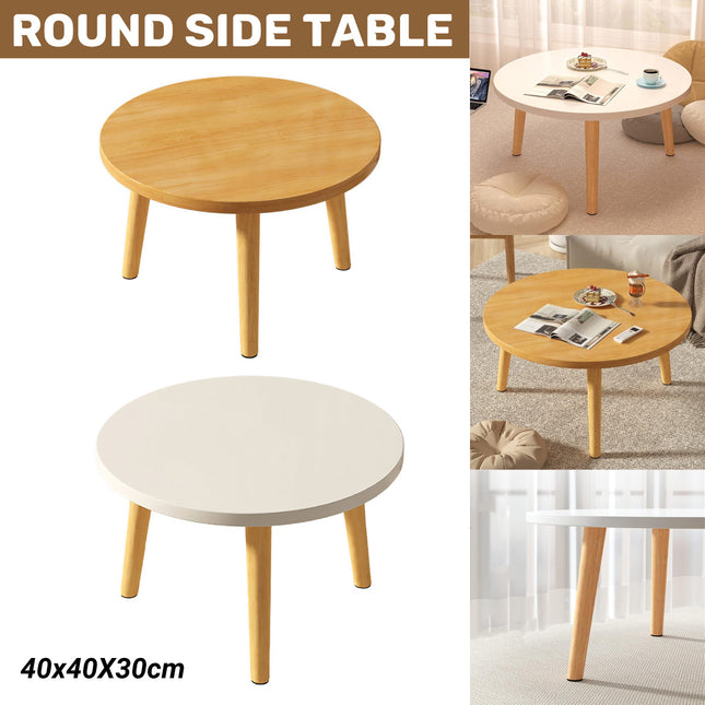 Small Round Side Table Solid Wood Durable Anti-Slip for Living Room Bedroom Use