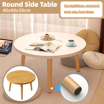 Small Round Side Table Solid Wood Durable Anti-Slip for Living Room Bedroom Use
