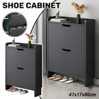Ultra Thin Flip Down Shoe Cabinet Entryway Storage Organizer with 2 Doors