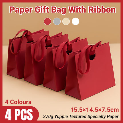 4PCS Paper Gift Bag with Ribbon Durable Gift Bags for Birthday Party Favors