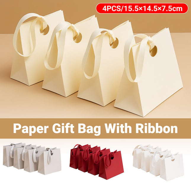 4PCS Paper Gift Bag with Ribbon Durable Gift Bags for Birthday Party Favors