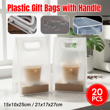 Reusable Frosted Plastic Gift Bags with Handle for Gifts Flowers 20 Pack