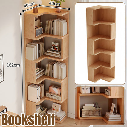 5-Shelf Corner Bookcase Industrial Storage Shelf Display Stand for Home Office