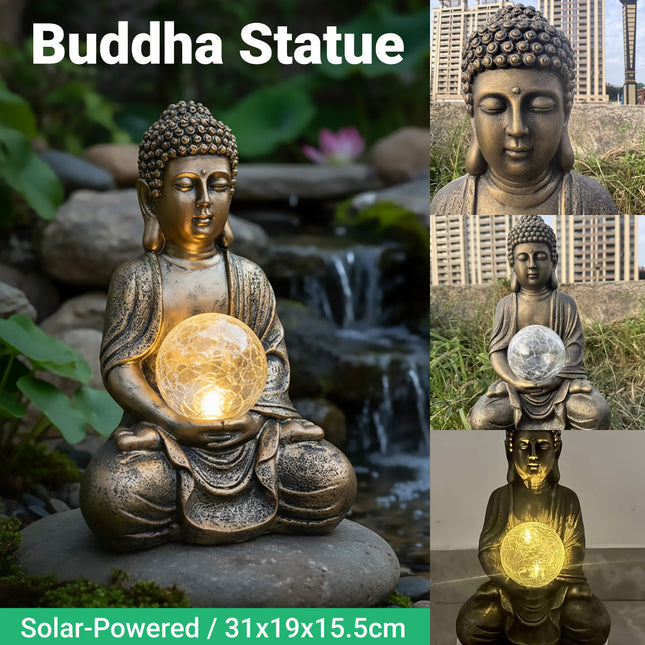 Buddha Solar Light Figurine Energy Saving Decorative Statue for Garden Balcony