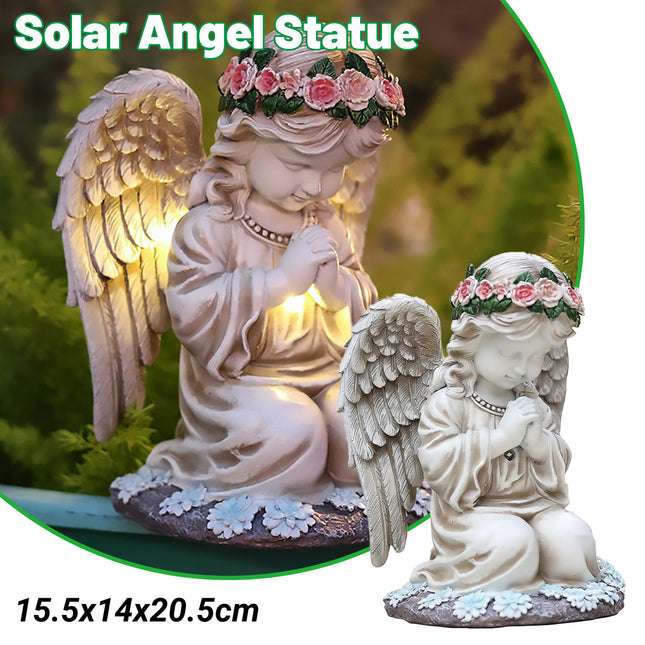 Solar Powered Angel Garden Statue Waterproof Outdoor Decoration Garden Yard Use