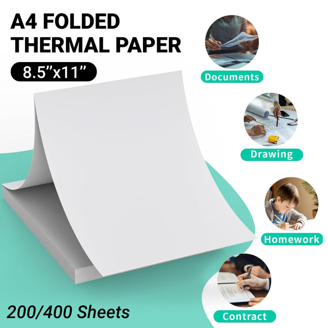 A4 Folded Thermal Paper 200/400 Sheets 8.5x11in Receipt Paper Terminal Printer