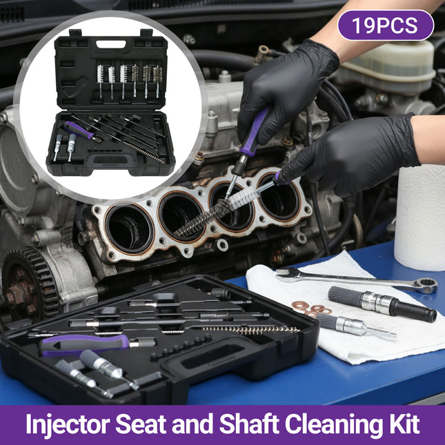 19PCS Engine Injector Seat and Shaft Cleaning Tool Kit Injector Washing Kit