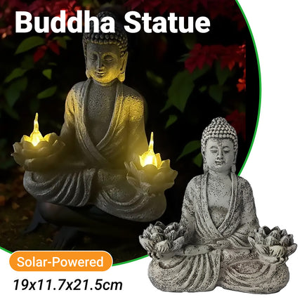 Buddha Statue Solar Light Outdoor Garden Decor Waterproof for Yard Patio Pathway