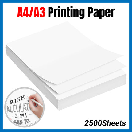 2500 Sheets A4/A3 Printing Paper Premium White No Ghosting for Home Office Use
