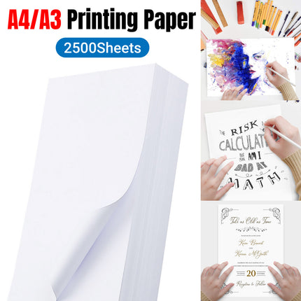 2500 Sheets A4/A3 Printing Paper Premium White No Ghosting for Home Office Use
