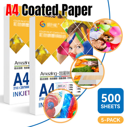 500Sheets A4 Coated Paper Premium High-Quality Print Clearly for Printing Use