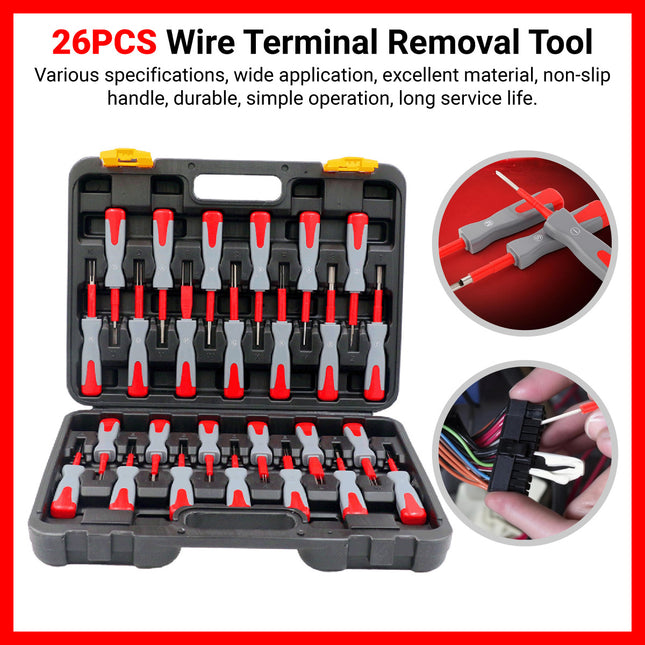 26PCS Wire Terminal Removal Tools Car Electrical Connector Pin Extractor Repair