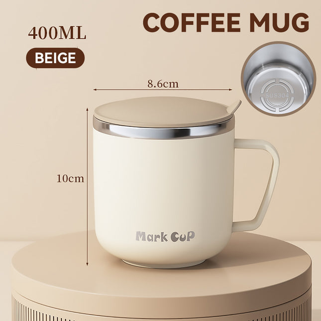 Stainless Steel Coffee Mug with Lid 400ml Food-Grade for Hot Cold Drinks Use