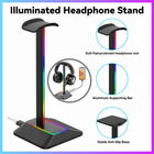 Dual Output RGB Headphone Stand Holder for Gaming PC Desk with USB Hub