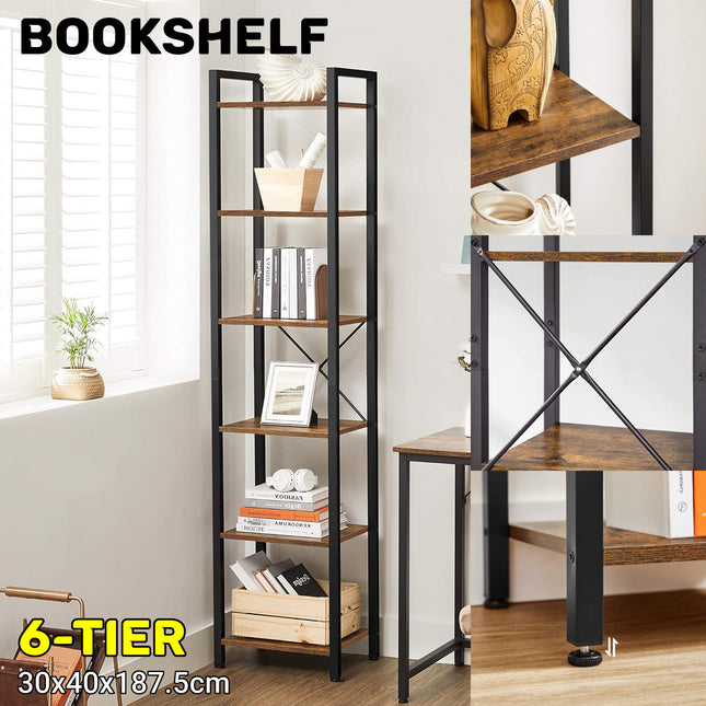 6 Tier Corner Bookshelf Organizer Space Saving for Living Room Bedroom Study Use