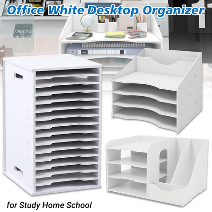 Desktop File Organizer Rack 3 Style Space Saving Stable for Office Desk Storage