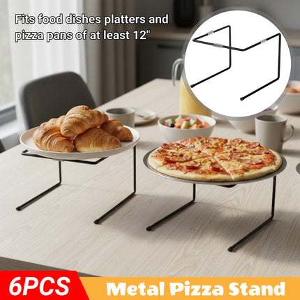 6PCS Tabletop Pizza Pan Riser Durable Metal Stable for Kitchen Serving Display