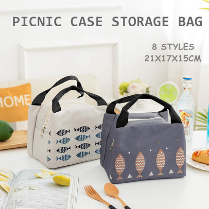 Portable Insulated Thermal Lunch Box Carry Tote Picnic Case Storage Bag 21x17x15cm