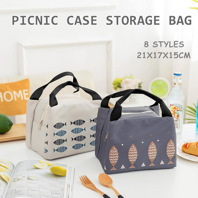Portable Insulated Thermal Lunch Box Carry Tote Picnic Case Storage Bag 21x17x15cm