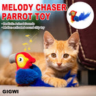 Motion Activated Parrot Cat Toy Plush with Feather Tail Realistic Animal Sound