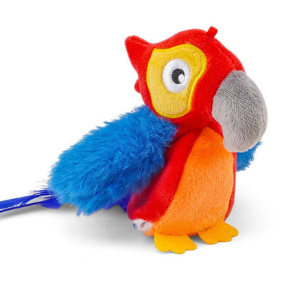 Motion Activated Parrot Cat Toy Plush with Feather Tail Realistic Animal Sound