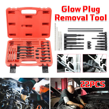 Glow Plug Removal Tool Set 22PCS Diesel Electrode Extractor Thread Repair Kit
