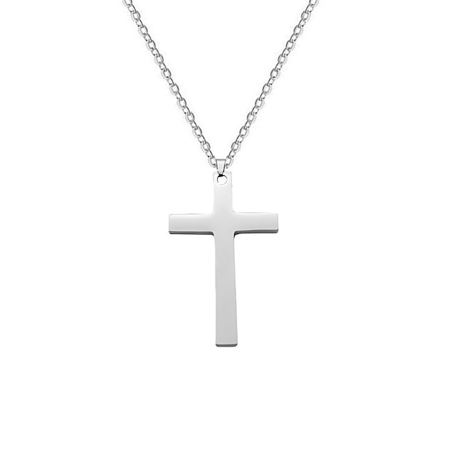 Gold-Plated Stainless Steel Men's Cross Fashion Pendant Necklace with Long Chain