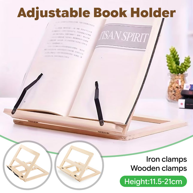 Wooden Adjustable Height Book Stand Holder Foldable Durable for Reading Cooking