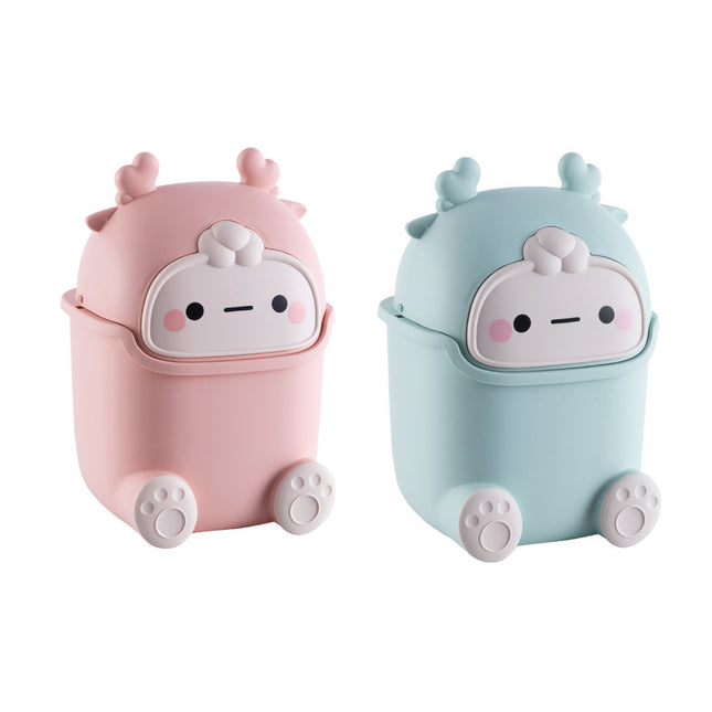 Mini Monster Trash Can Desktop Flip Top Garbage Bin Small Plastic Waste Basket