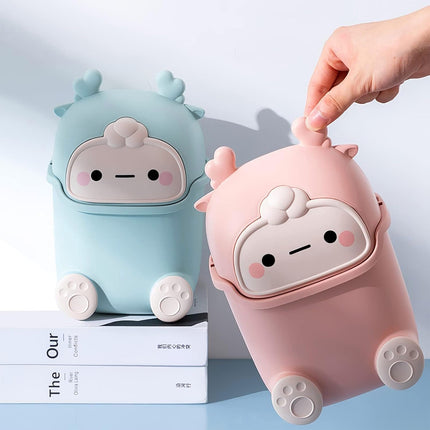 Mini Monster Trash Can Desktop Flip Top Garbage Bin Small Plastic Waste Basket
