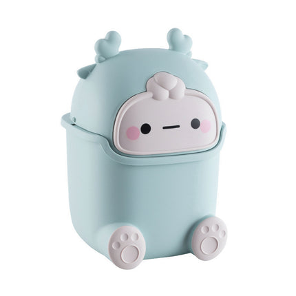 Mini Monster Trash Can Desktop Flip Top Garbage Bin Small Plastic Waste Basket