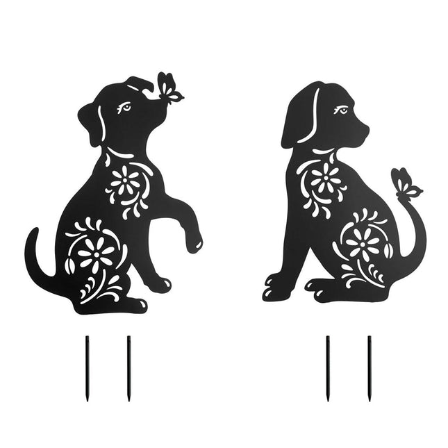 2pcs Iron Outdoor Garden Dog Statues Decorative Lawn Ornaments for Patio Decor
