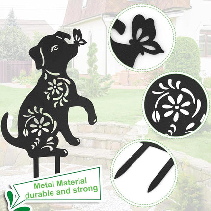 2pcs Iron Outdoor Garden Dog Statues Decorative Lawn Ornaments for Patio Decor