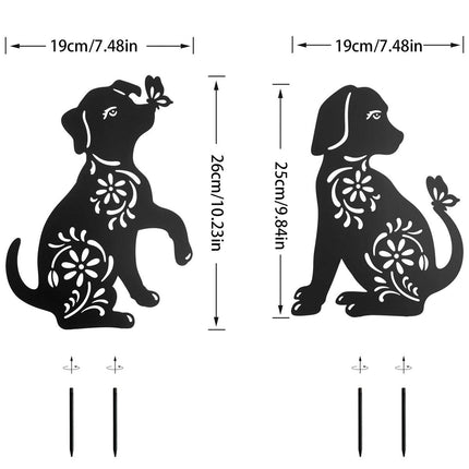2pcs Iron Outdoor Garden Dog Statues Decorative Lawn Ornaments for Patio Decor