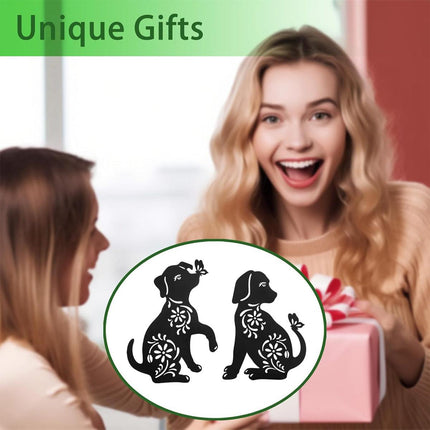 2pcs Iron Outdoor Garden Dog Statues Decorative Lawn Ornaments for Patio Decor
