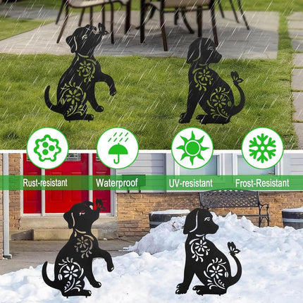 2pcs Iron Outdoor Garden Dog Statues Decorative Lawn Ornaments for Patio Decor