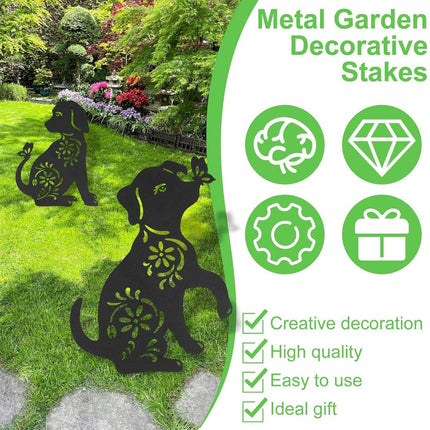 2pcs Iron Outdoor Garden Dog Statues Decorative Lawn Ornaments for Patio Decor