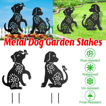 2pcs Iron Outdoor Garden Dog Statues Decorative Lawn Ornaments for Patio Decor