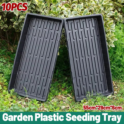 10pcs Garden Black Plastic Rectangle Plant Seedling Propagation Seeding Tray
