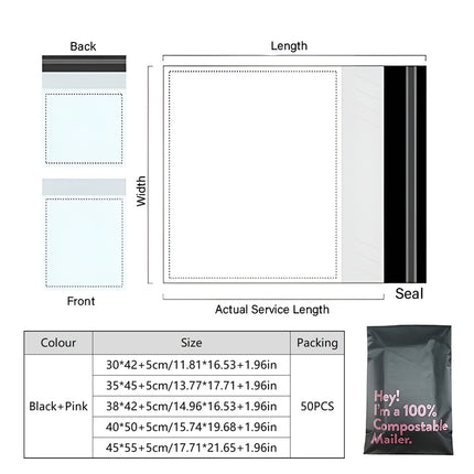 50PCS 5 Sizes Garment Bags Premium Grey Eco Friendly Postal Mailing Packing Bag
