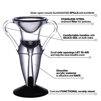 Wine Rapid Aerator Decanter Clear Glass Easy Use For Home Party Bar Wine Tasting