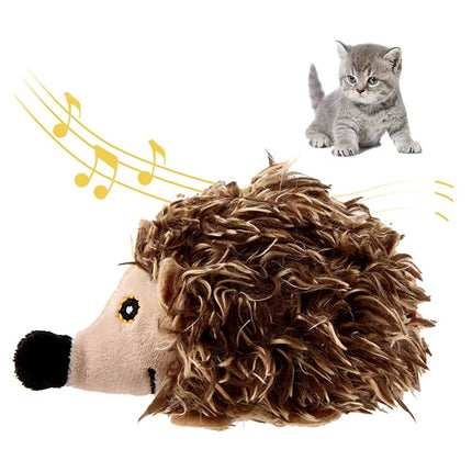 Motion Activated Hedgehog Cat Toy Plush Realistic Animal Sound Interactive Play