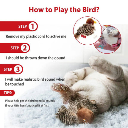 Bird Shape Cat Squeaky Sound Toy Hunting Play Fun For Indoor Play Kitty Kitten